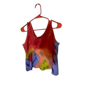 Flax Sloop Jones Hippie Boho Earth Tone Tie Dye Cropped Tank Top Cotton M Cruise